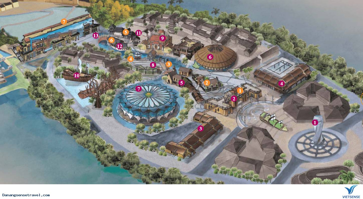 Bản đồ tổng quát những khu vực trong công viên Ấn Tượng Hội An Bản đồ tổng quát những khu vực trong công viên Ấn Tượng Hội An