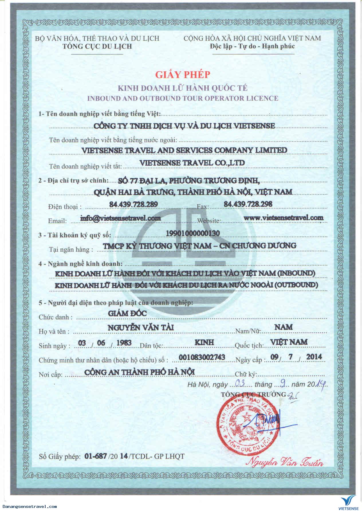 Giấy Phép Kinh Doanh Lữ Hành Quốc Tế Quá Trình Hình Thành Và Phát Triển Của Công Ty VietSense
 - Ảnh 1